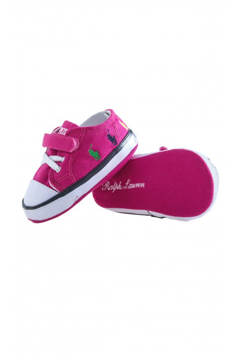 Pink baby plimsoll shoes, Ralph Lauren