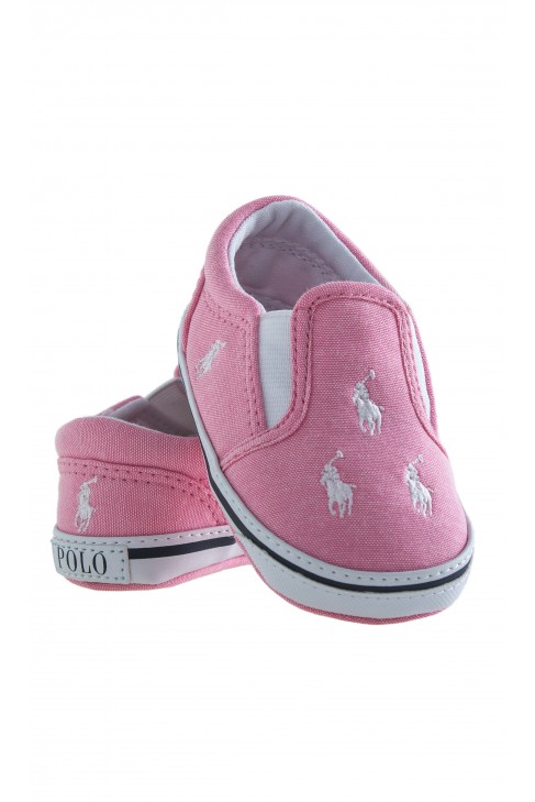 Pink linen baby shoes, Ralph Lauren