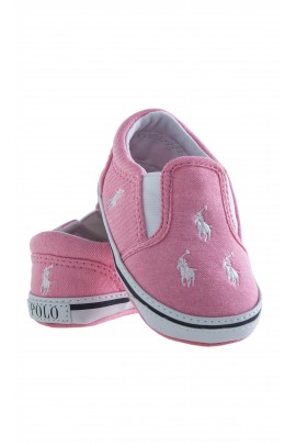 Pink linen baby shoes, Ralph Lauren