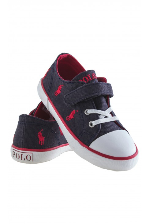 Navy blue single-Velcro plimsoll shoes, Polo Ralph Lauren