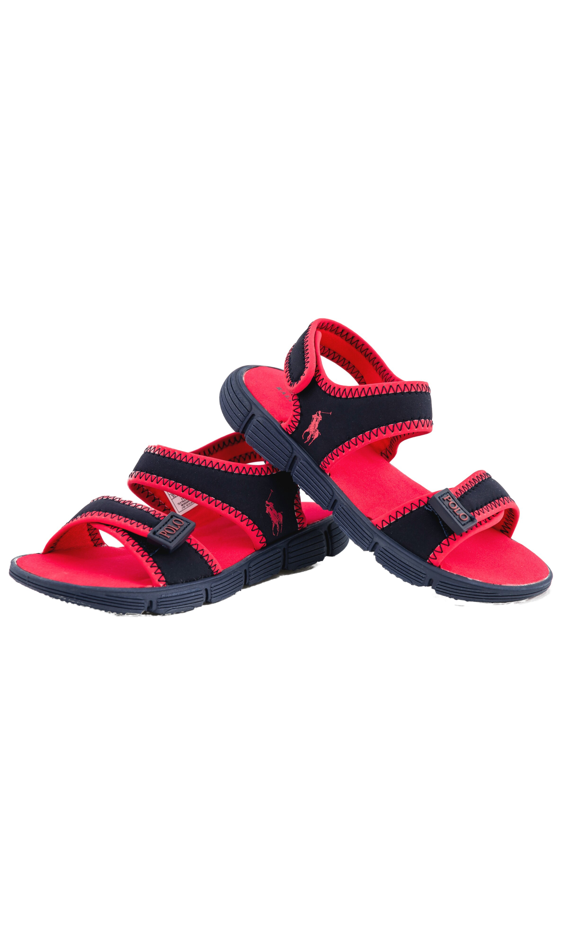 blue and red sandals