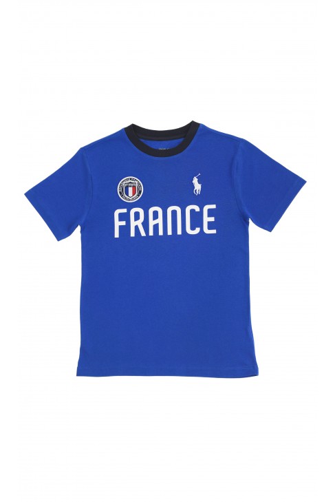 Blue T-shirt with FRANCE inscription, Polo Ralph Lauren