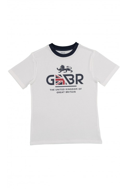 White T-shirt with GBR inscription, Polo Ralph Lauren
