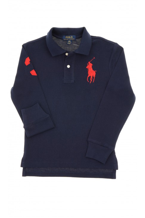 Navy blue, long-sleeved boy’s polo shirt, Polo Ralph Lauren