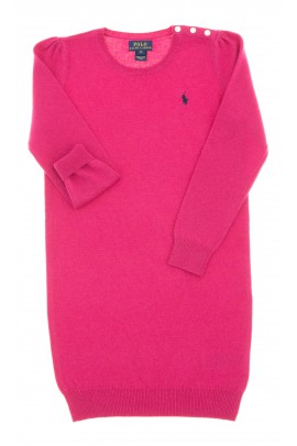 Pink, long-sleeved, wool dress, Polo Ralph Lauren