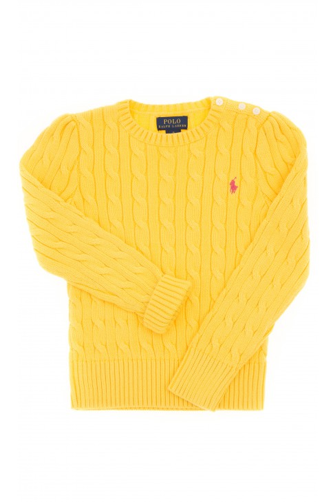 Yellow sweater, plait weave, Polo Ralph Lauren