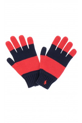 Red-and-navy blue boy gloves, Polo Ralph Lauren