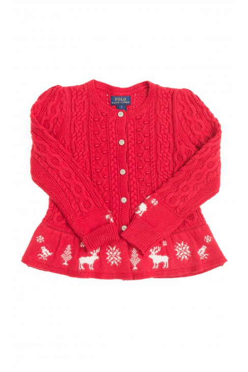 Red patterned sweater with a frill, Polo Ralph Lauren