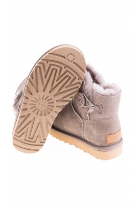 Light grey-brown boots fastened with a button on the side, UGG