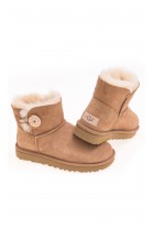 Cognac colour boots fastened with a button on the side, UGG