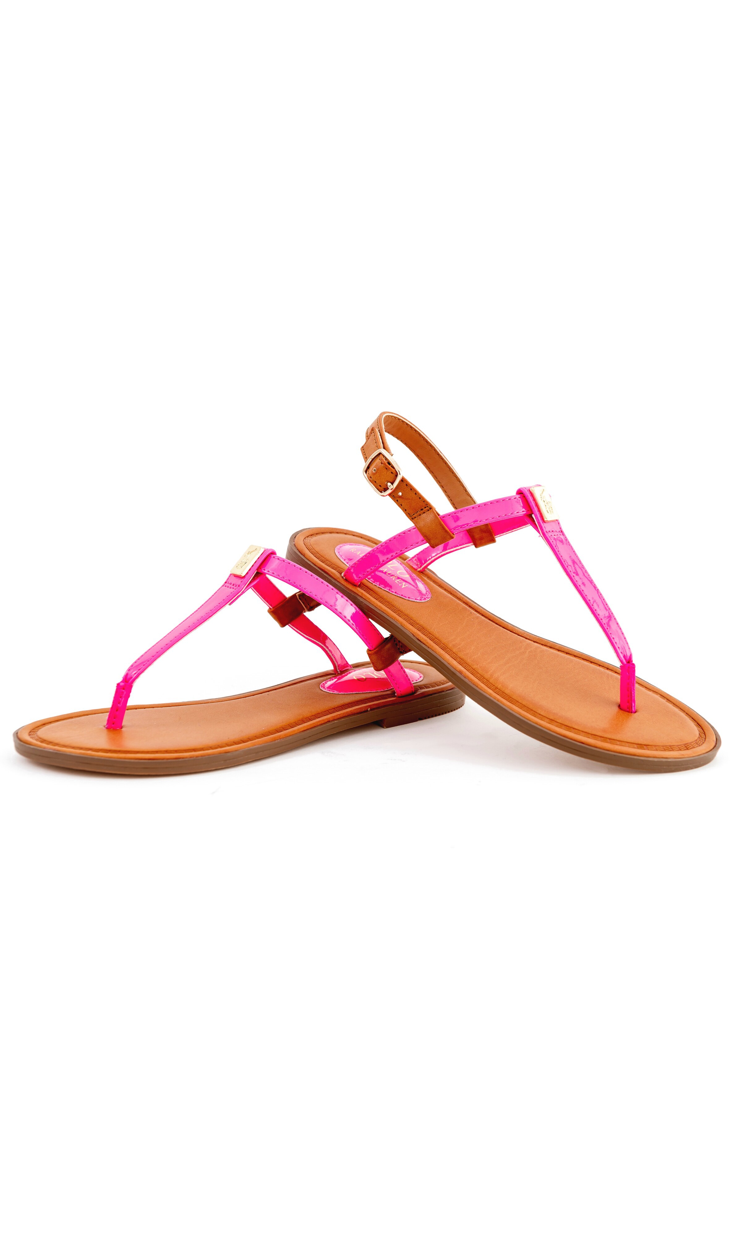 Pink leather flip-flops, Polo Ralph Lauren - Celebrity Club