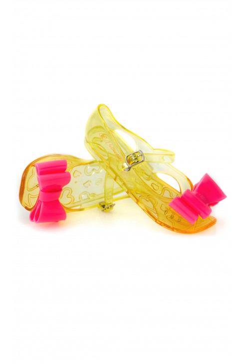 Yellow mellissa shoes with pink bow, Billieblush