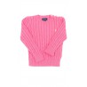 Różowy sweter o splocie warkoczowym, Polo Ralph Lauren