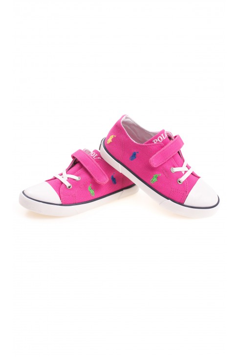 Pink single-Velcro plimsoll shoes, Polo Ralph Lauren