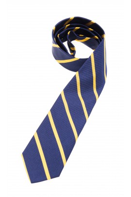 Navy blue tie with golden diagonal stripes, Polo Ralph Lauren