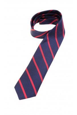 Navy blue tie with red diagonal stripes, Polo Ralph Lauren