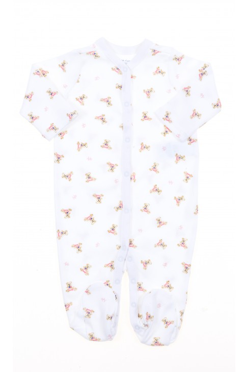White baby sleepers with pink teddy bears, Polo Ralph Lauren