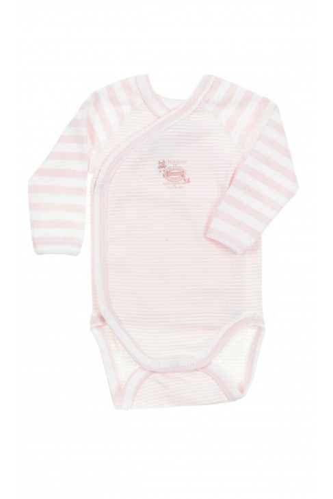 Pink-and-white baby body, Petit Bateau