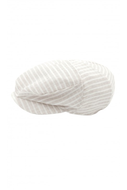Boy flat cap for the baptism checked in beige, Colorichiari