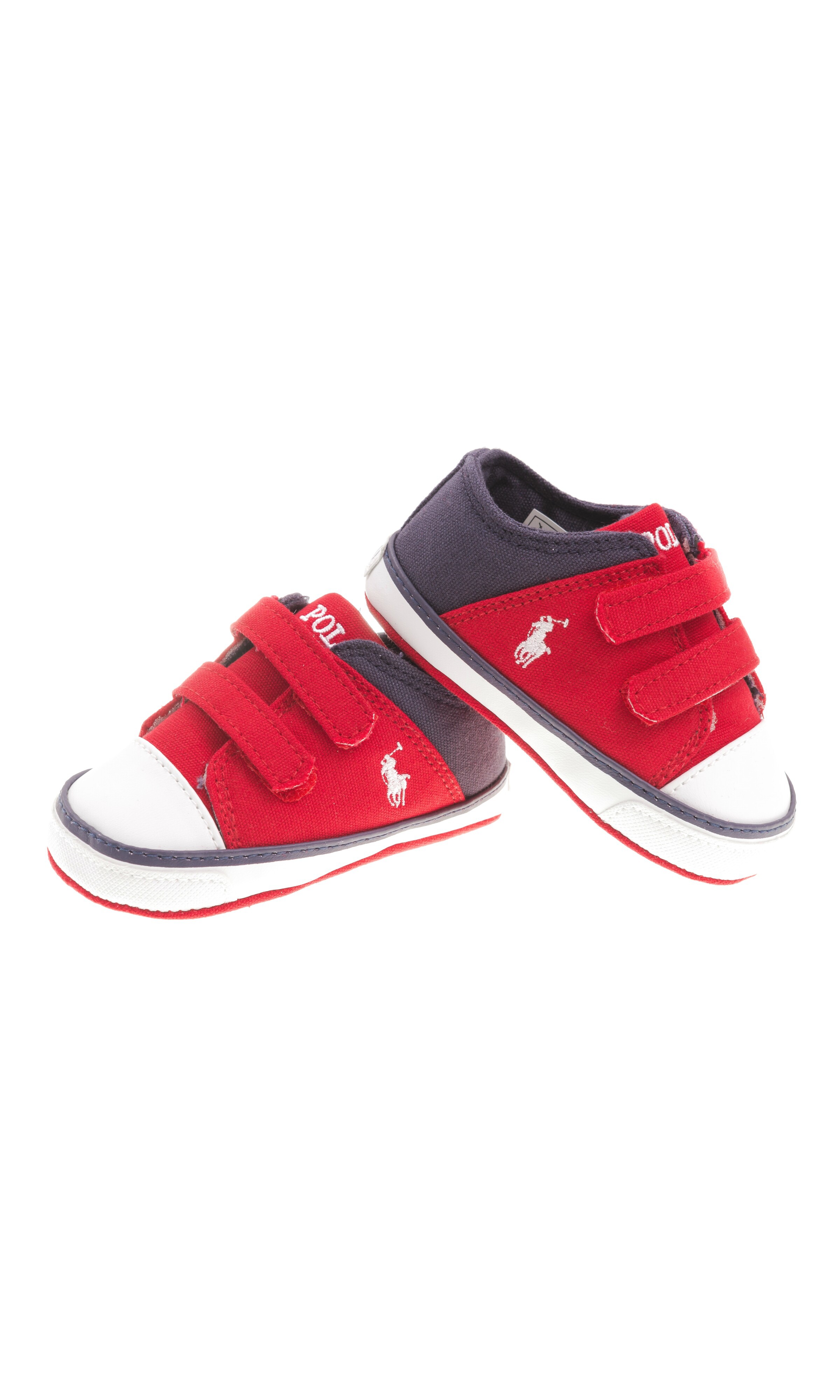 Red and navy blue baby plimsolls, Polo 