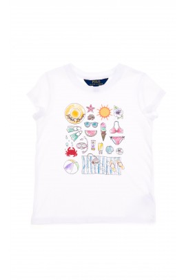 White girl t-shirt with colourful designs at the front, Polo Ralph Lauren