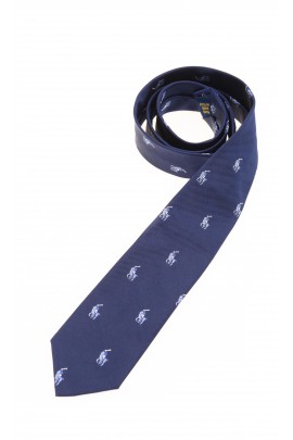 Navy blue tie with blue horses, Polo Ralph Lauren