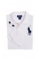 White, long-sleeved boy’s polo shirt, Polo Ralph Lauren