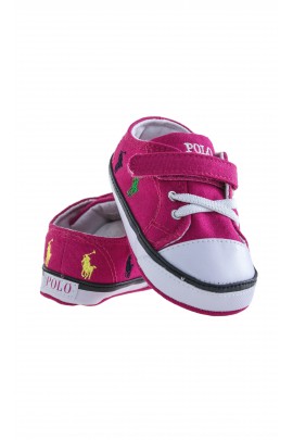 Pink baby plimsoll shoes, Ralph Lauren
