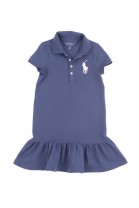 Navy blue girls dress with gathered frill at the bottom, Polo Ralph Lauren