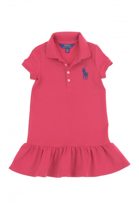 Burgundy girls dress with gathered frill at the bottom, Polo Ralph Lauren