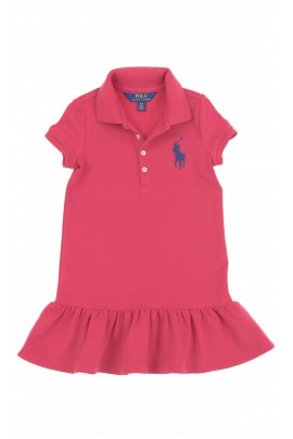 Burgundy girls dress with gathered frill at the bottom, Polo Ralph Lauren