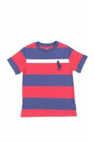 Cotton boys t-shirt striped horizontally navy-blue-and-burgundy, Polo Ralph Lauren
