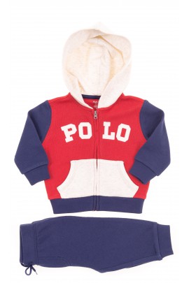 Boys tracksuit, top red-and-navy-blue+navy blue bottom, Polo Ralph Lauren