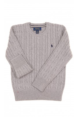 Grey sweater plait weave with round neck, Polo Ralph Lauren