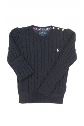 Navy blue girls sweater plait weave, Polo Ralph Lauren