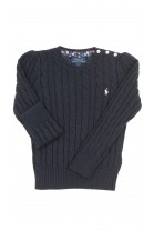 Navy blue girls sweater plait weave, Polo Ralph Lauren