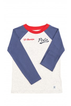 Grey-and-navy-blue boy t-shirt long sleeved, Polo Ralph Lauren