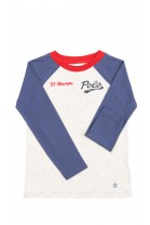 Grey-and-navy-blue boy t-shirt long sleeved, Polo Ralph Lauren