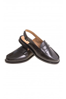 Elegant black open-heel moccasins, Gallucci