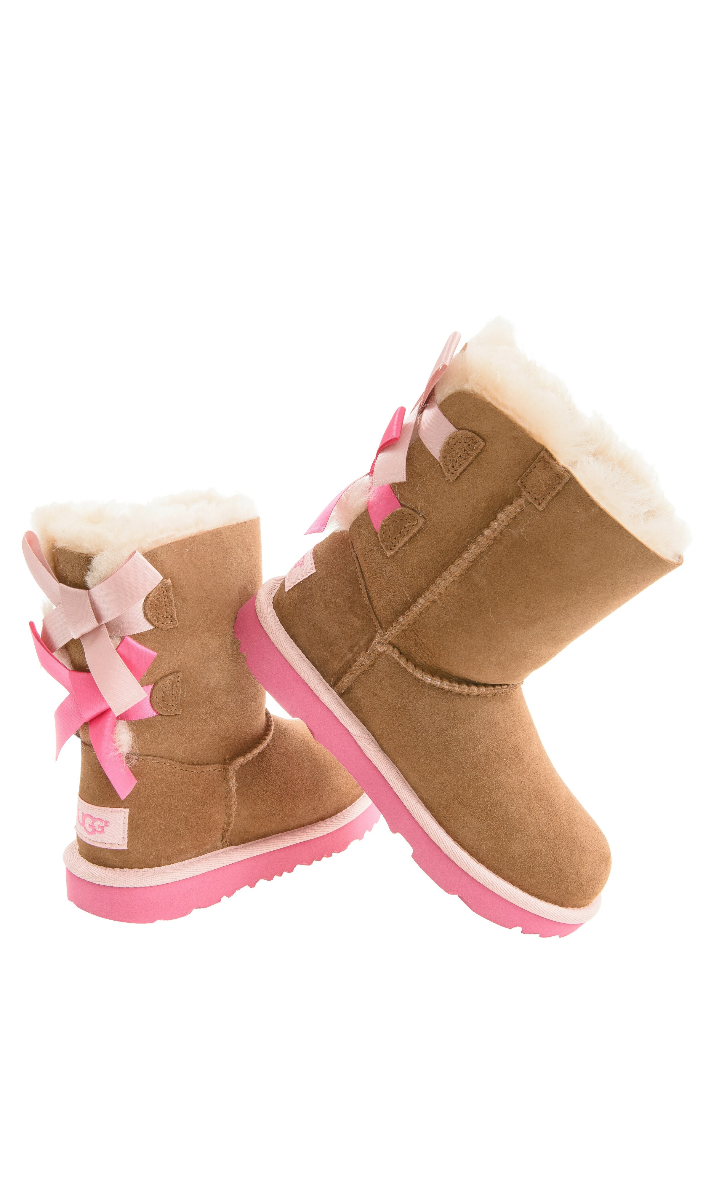 brown uggs with pink bows