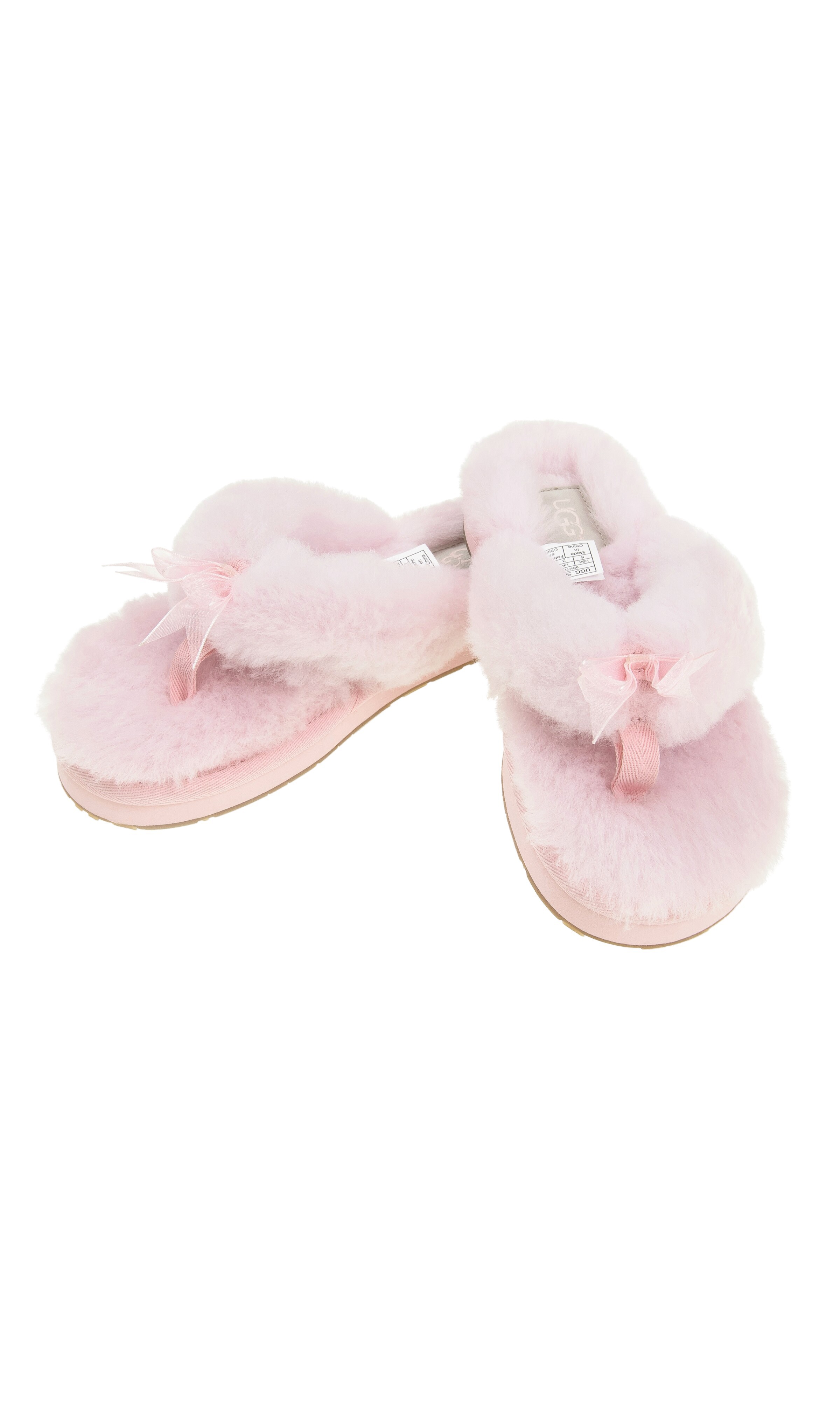 pink flip flops with fur