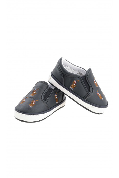 Navy blue baby shoes with little horses, Polo Ralph Lauren