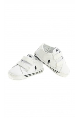 White baby shoes with velcro, Polo Ralph Lauren
