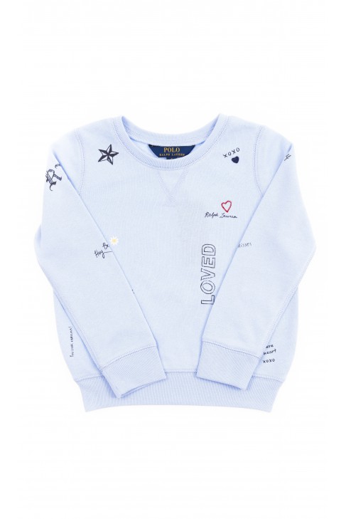 Blue girls sweatshirt with print, Polo Ralph Lauren Blue girls sweatshirt with print, Polo Ralph Lauren