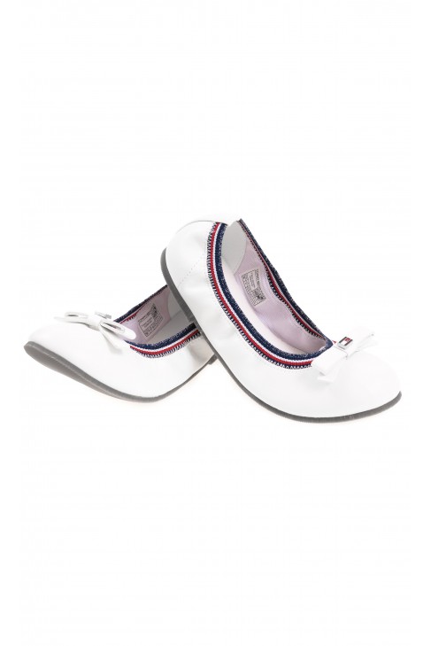 White ballerinas with a bow for girls, Tommy Hilfiger