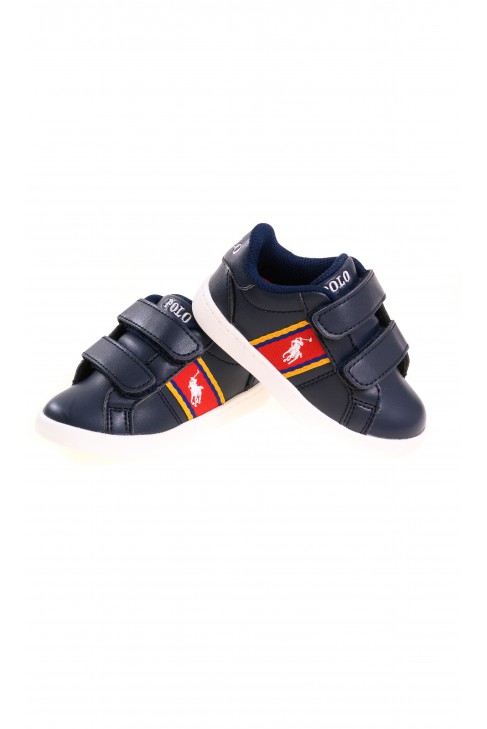 Navy blue kids Velcro sports shoes, Polo Ralph Lauren