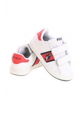 White kids Velcro sports shoes, Polo Ralph Lauren