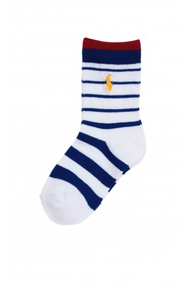 Boys socks in white and blue stripes, Polo Ralph Lauren