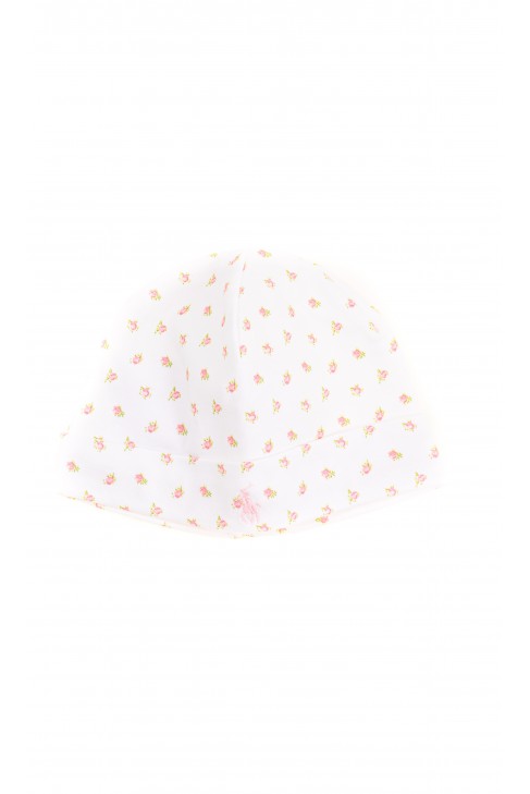 Rose print white cotton baby hat, Ralph Lauren