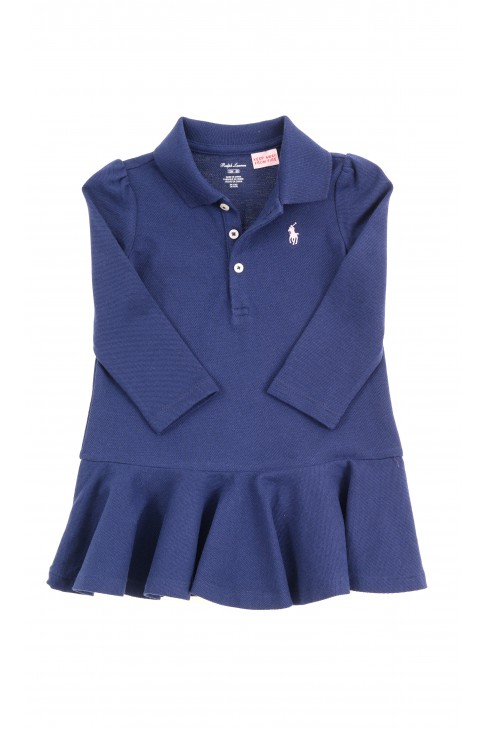 Navy blue baby dress with long sleeves, Ralph Lauren
